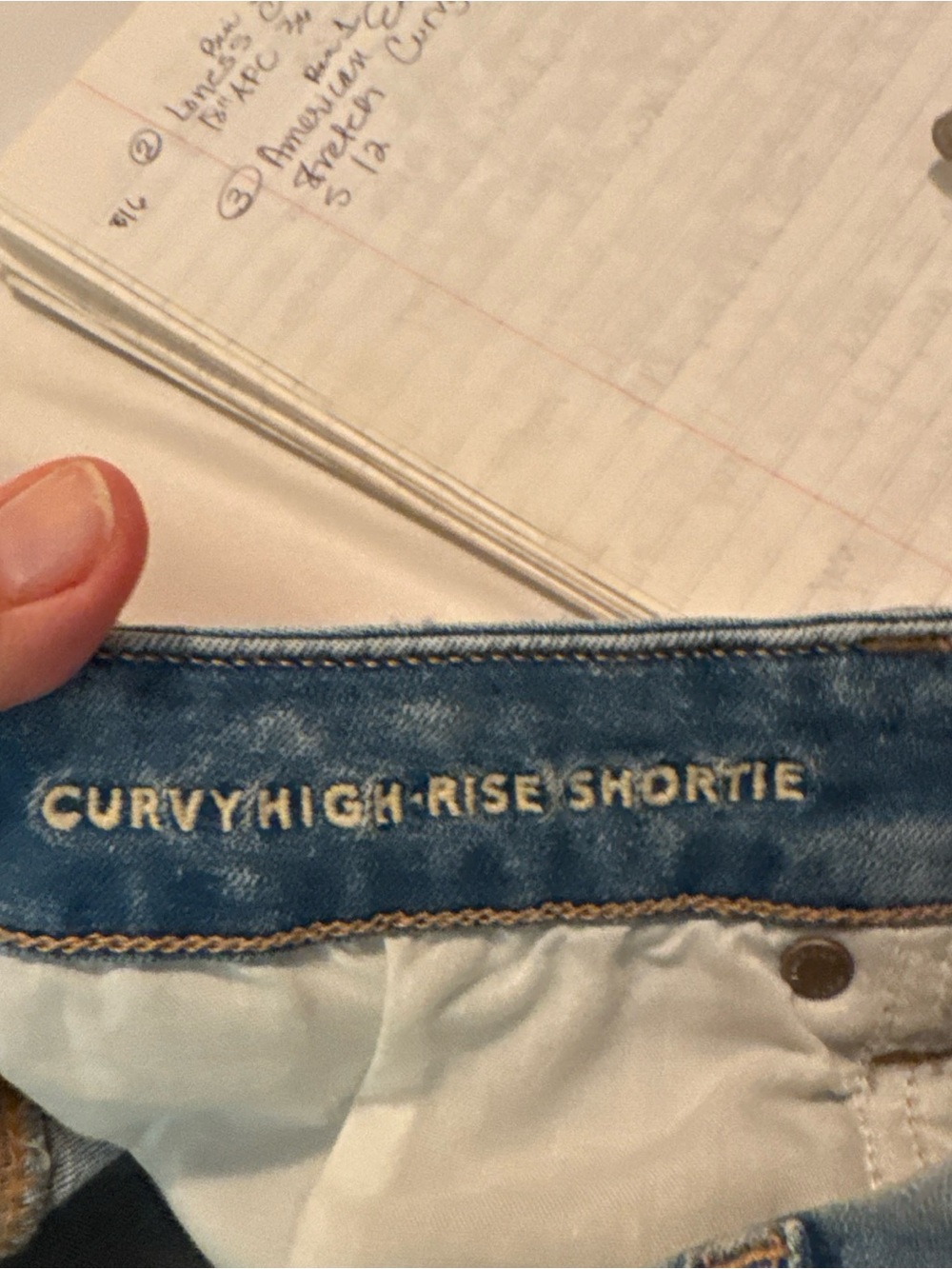 American Eagle Outfitters Light Blue Distressed Denim Shorts with White Lace - Picture 6 of 12